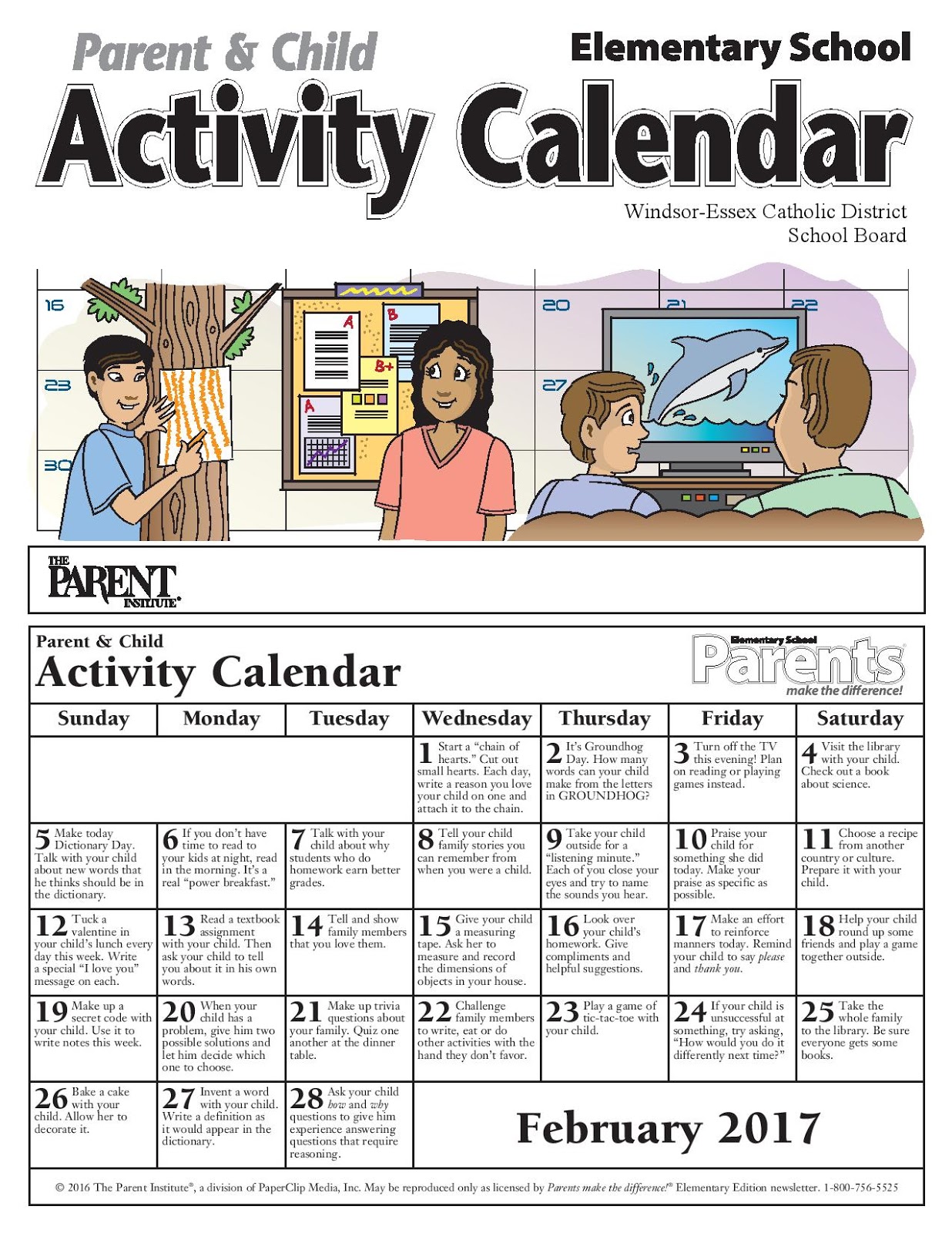 Stella Maris School News Parent Institute February Activity Calendars
