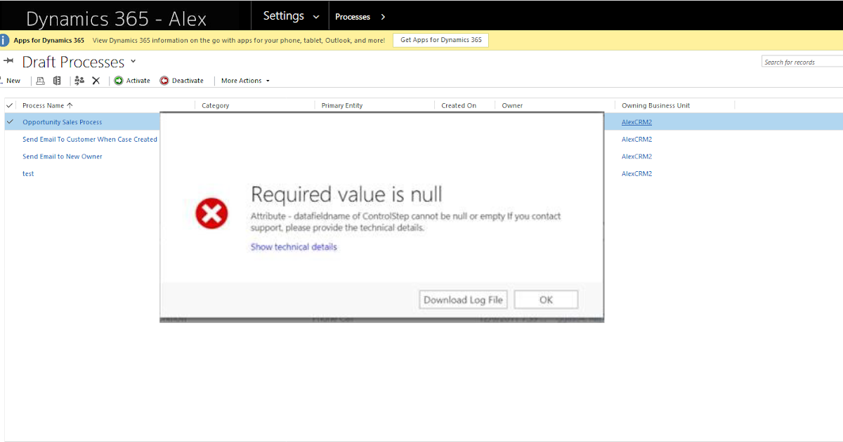 Dynamics 365 - CRM: Dynamics 365 : Unrecognized Guid format