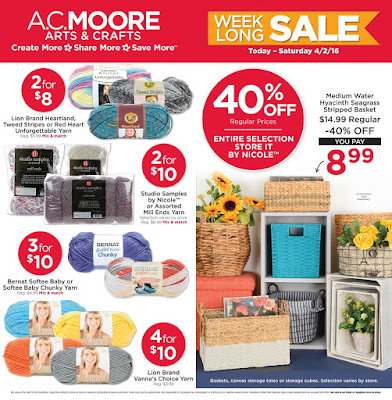 Ac moore yarn prices Nicole yarns at AC Moore. LOVE her colors and variegated yarns.. YUMMY blends. Have a stash of Red Heart for charity knits. The LYS is lovely to wander through. Ah just the soft feel of quality yarns sets my heart a flutter. And the PRICE send me into cardiac arrest. So the only pricey yarn I buy is a small amt of Alpaca for mitts/hats for my.