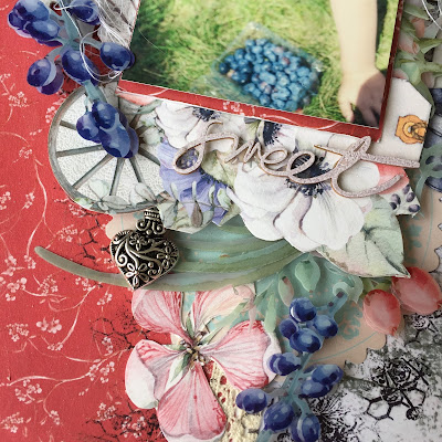 Scraps of Elegance scrapbook kits: red, white & blue summer layout w/our July Country Chic kit, by Annie Carignan. 49 and Market Cottage Life.