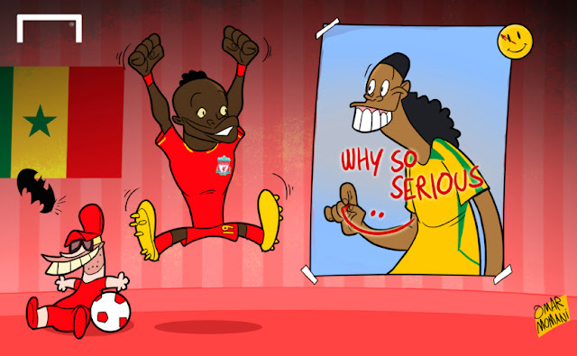Sadio Mane and Ronaldinho cartoon