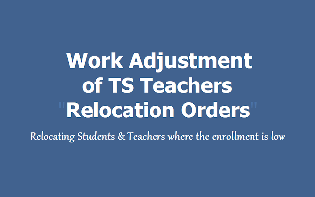 Work Adjustment of TS Teachers - Relocation Orders 2019: Relocating Students & Teachers where the enrollment is low Work Adjustment of TS Teachers - Relocation Orders 2019: Relocating Students & Teachers where the enrollment is low