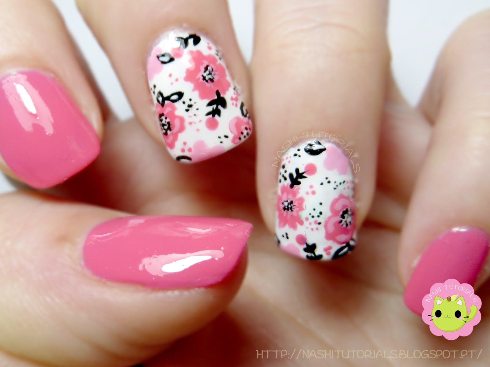 White and Pink Floral Nail Art - wide 6