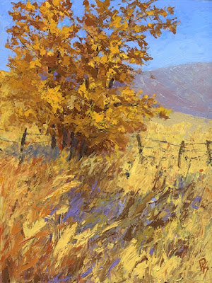 art painting landscape autumn palette knife nature tree