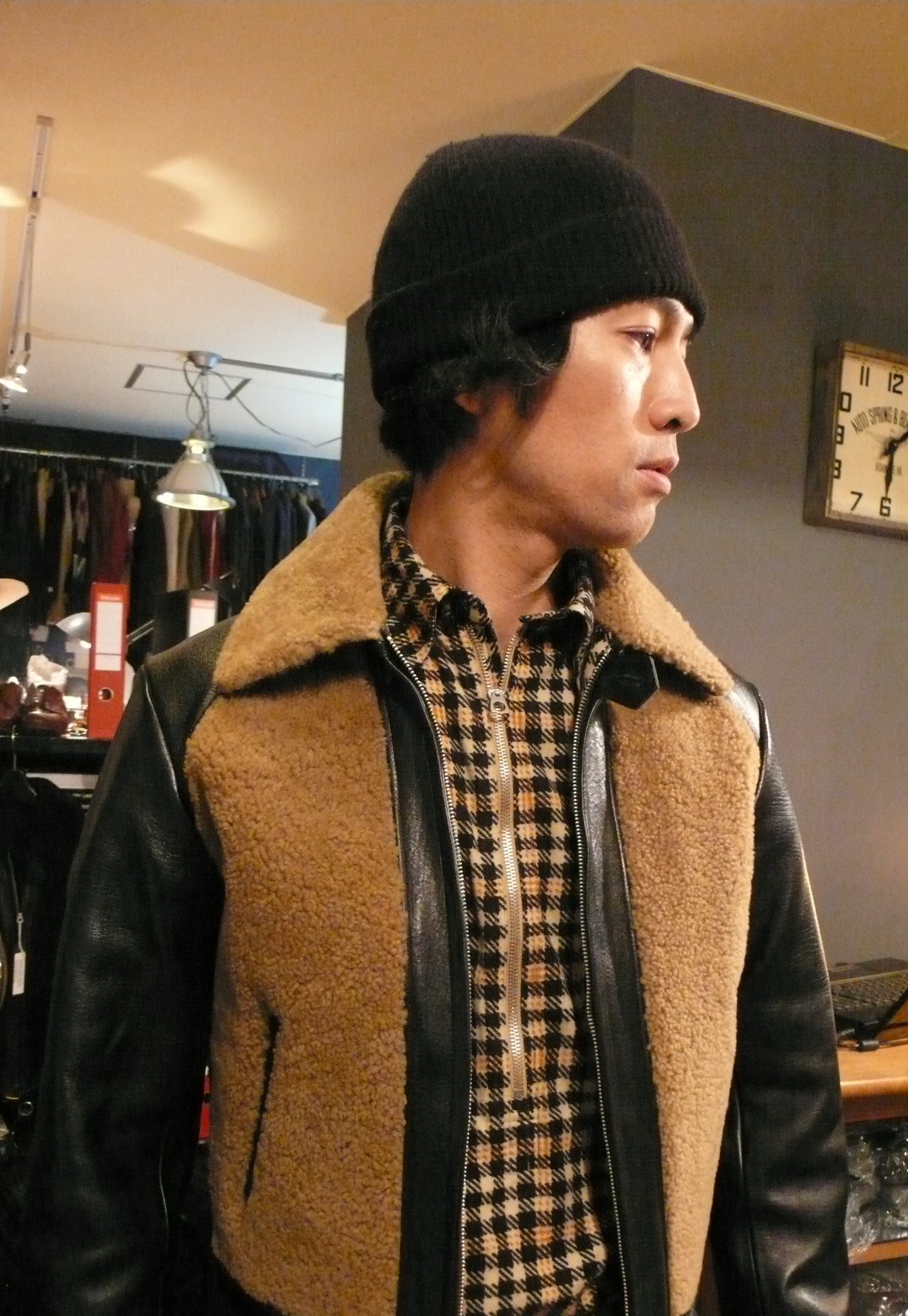 WARP AND WOOF: Original GRIZZLY JACKET の縫製確認先上げが届きましたが、シャツの試着画像です。