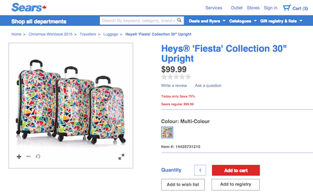 Sears Heys Fiesta Luggage - RetailMeNot Canada #HolidayCents