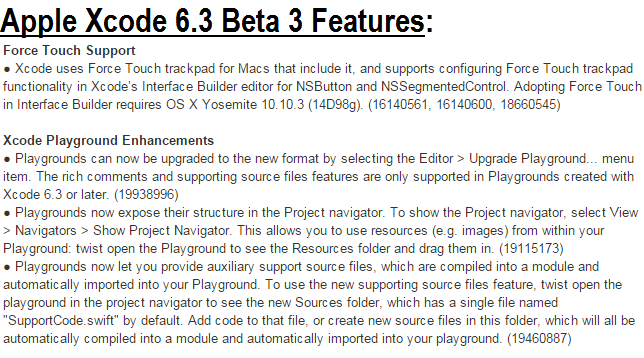 Xcode 6.3 Beta 3 (6D543q) Features & Changelog
