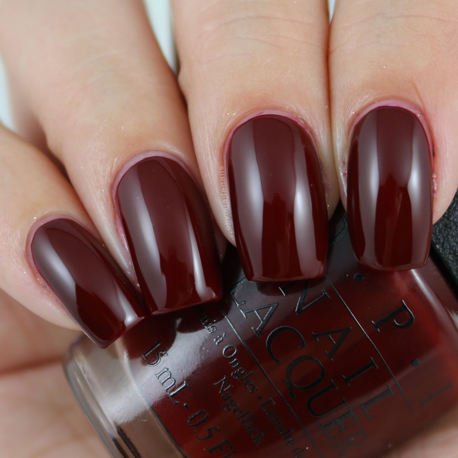 OPI Can't Read Without My Lipstick swatched by Olivia Jade Nails