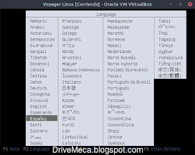 Elegimos idioma de instalacion en Voyager Linux