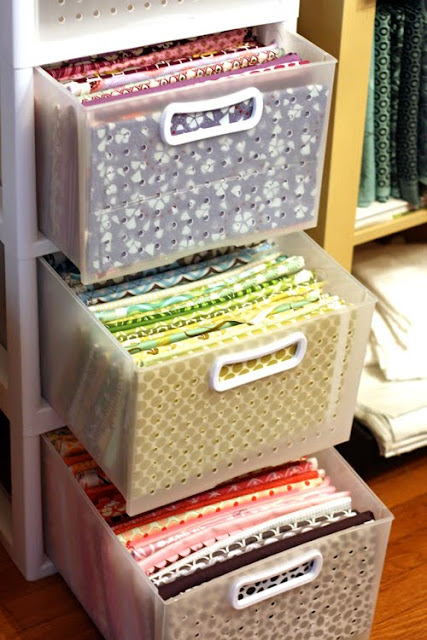 Fabric storage and organization, tips and ideas from A Bright Corner
