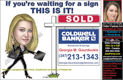 Coldwell Banker Sold Sign Business Card Caricature