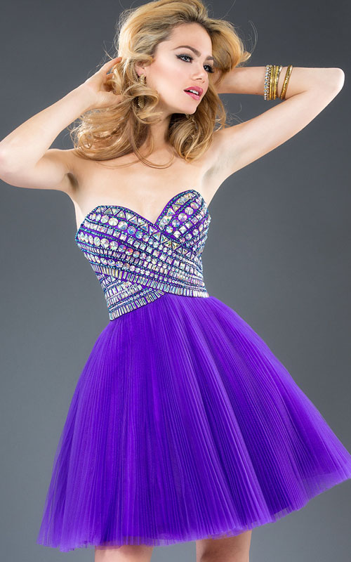 Homecoming Dazlling Prom Dresses 2013 Chic Purple Short Cocktail Dresses With Beaded For Homecoming