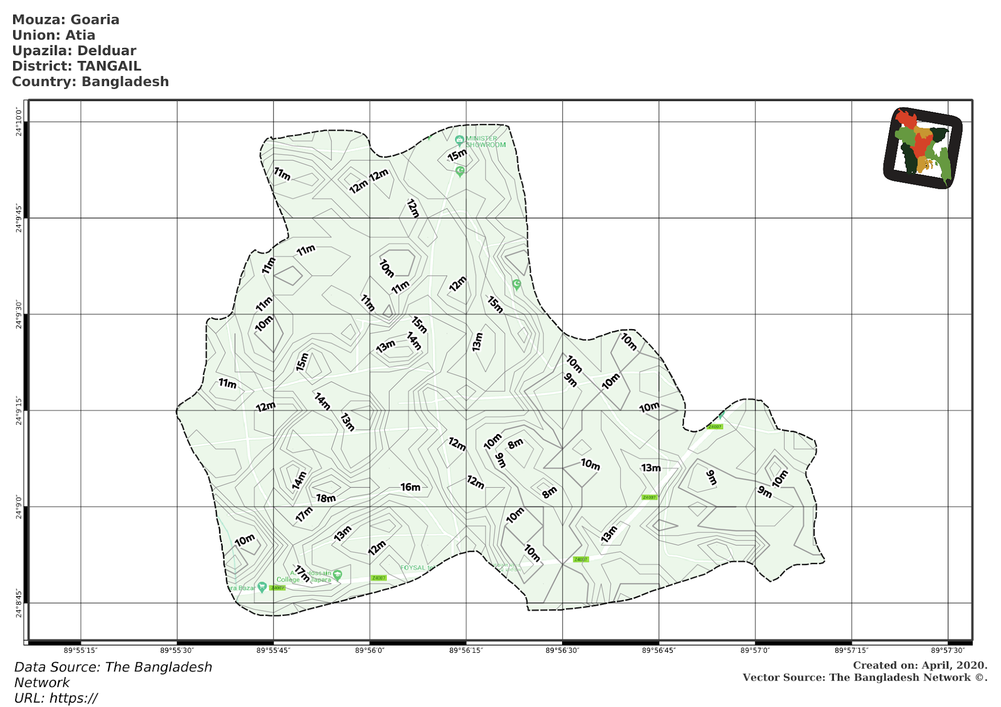 Map of Goaria Mouza of Delduar Upazila, TANGAIL Map of Goaria Mouza of Delduar Upazila, TANGAIL, Bangladesh.