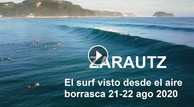 ZARAUTZ el surf visto desde el aire borrasca Ellen 21-22 agosto 2020