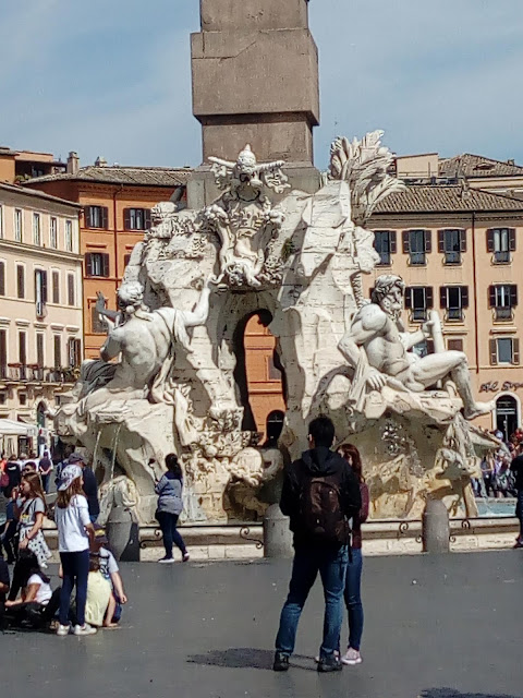 Détail de la fontaine des Quatre-Fleuves de la Piazza Navona