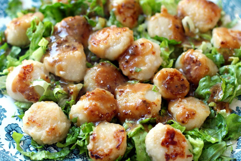 Milk and Honey Sea Scallops with Miso Mustard Sauce