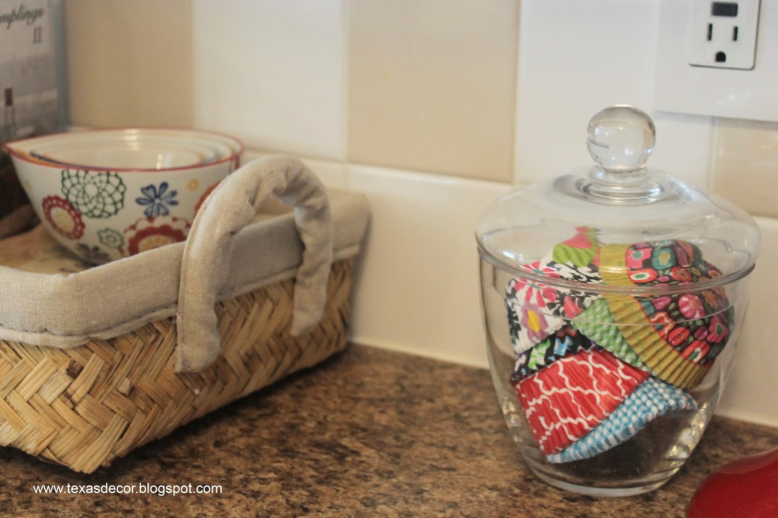 cupcake liners in apothecary jar