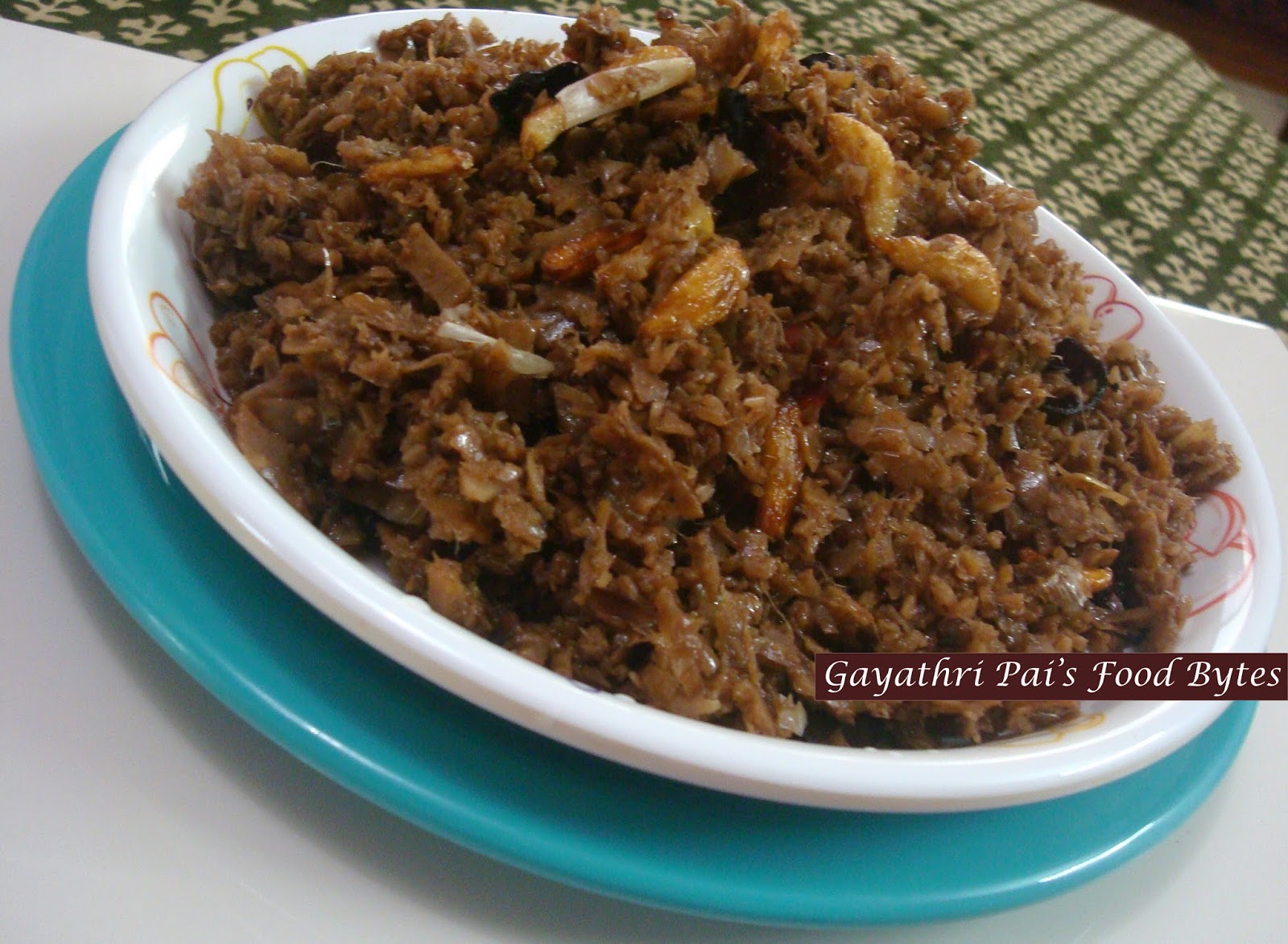 Gayathri Pai's Food Bytes Bondi Kirpula / Banana Flower Bhaji.