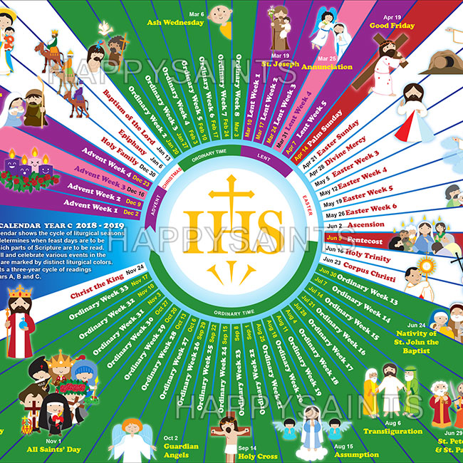 Happy Saints Happy Saints Liturgical Calendar 2019 Poster