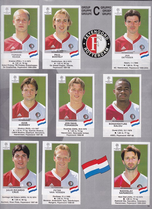 Rosenborg Panini Liga de Campeones 1999-2000 #69 Foto de Equipo