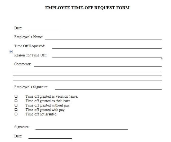 Employee Time off Request From Template