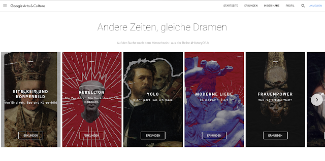 Ein Screenshot der Google Arts & Culture Webseite