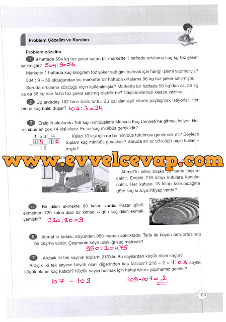 4. Sınıf Yakın Çağ Yayınları Matematik Ders Kitabı 123. Sayfa Cevapları Doğal Sayılarla Bölme İşlemi 4. Sınıf Yakın Çağ Yayınları Matematik Ders Kitabı 123. Sayfa Cevapları Doğal Sayılarla Bölme İşlemi