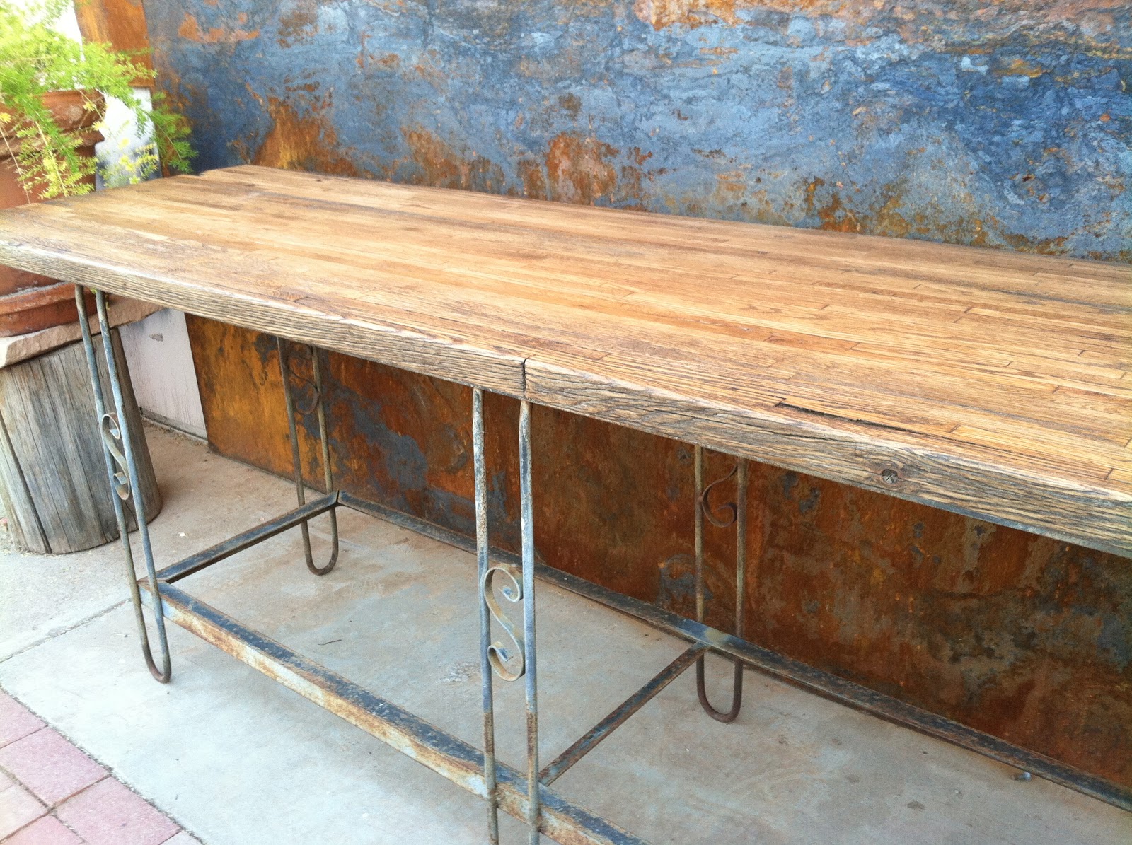 rustysaturday Iron and wood buffet table