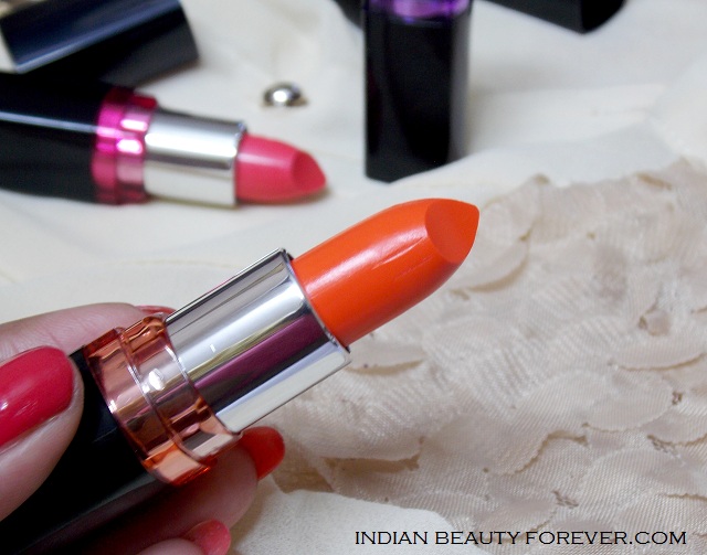 Maybelline Color show lipsticks Crushed Candy, Violet Delight and Orange icon Review