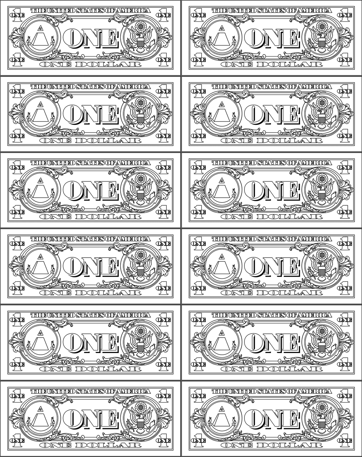 Free Dollar Bill Printables