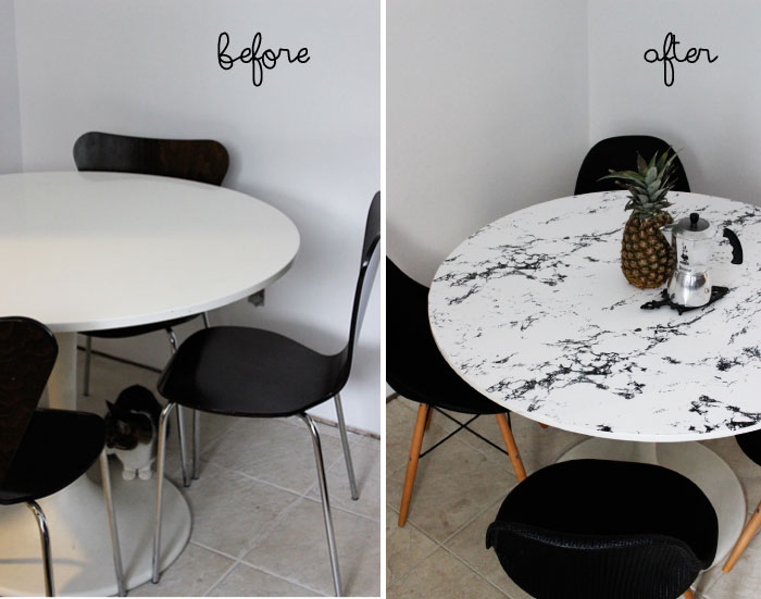 Diy Faux Marble Table Top Poppytalk, How To Remove Scratches From Faux Marble Table