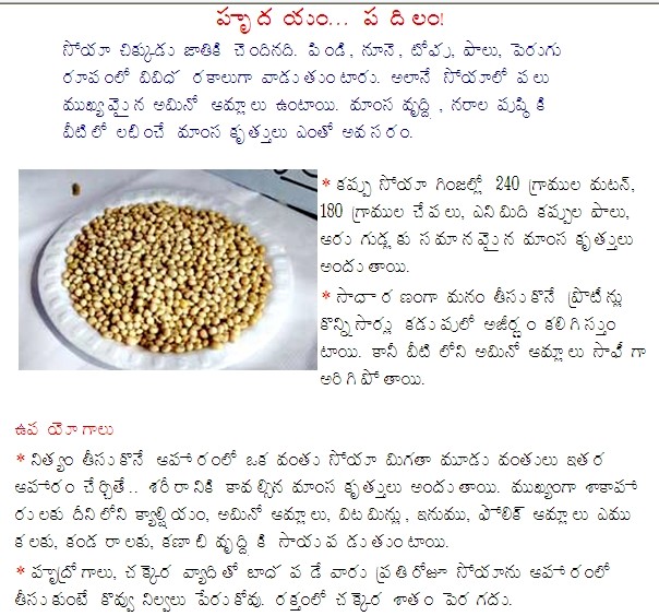 TELUGU WEB WORLD Soya Beans and its uses for Heart Care