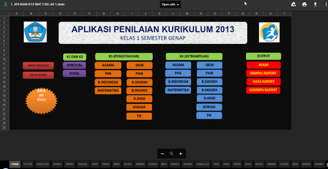 Aplikasi Pengelolaan Nilai Kurikulum 2013 Kelas 1 SD Format Excel Otomatis Aplikasi Pengelolaan Nilai Kurikulum 2013 Kelas 1 SD Format Excel Otomatis