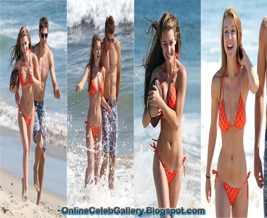 Nathalia Ramos shows off her beach body in orange bikini