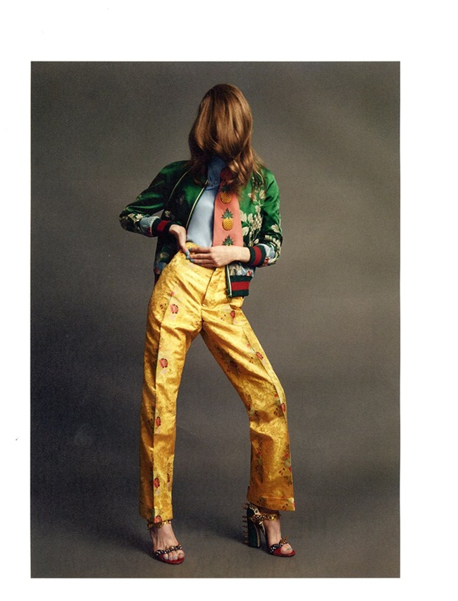 Heren Magazine March 2016, Konstancja Skawinska 2016 SS Gucci Silk Floral Embroidered Bomber Jacket Editorials