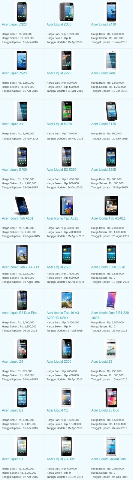 Daftar Harga Hp Terbaru Acer Mei 2016 Daftar Harga Hp Terbaru Acer Mei 2016