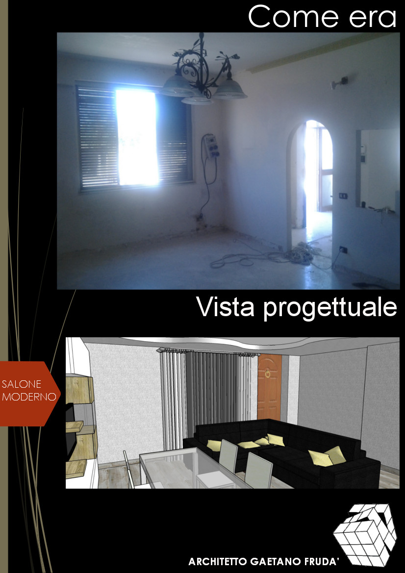 Architetto gaetano frudà : salone moderno con controsoffitto