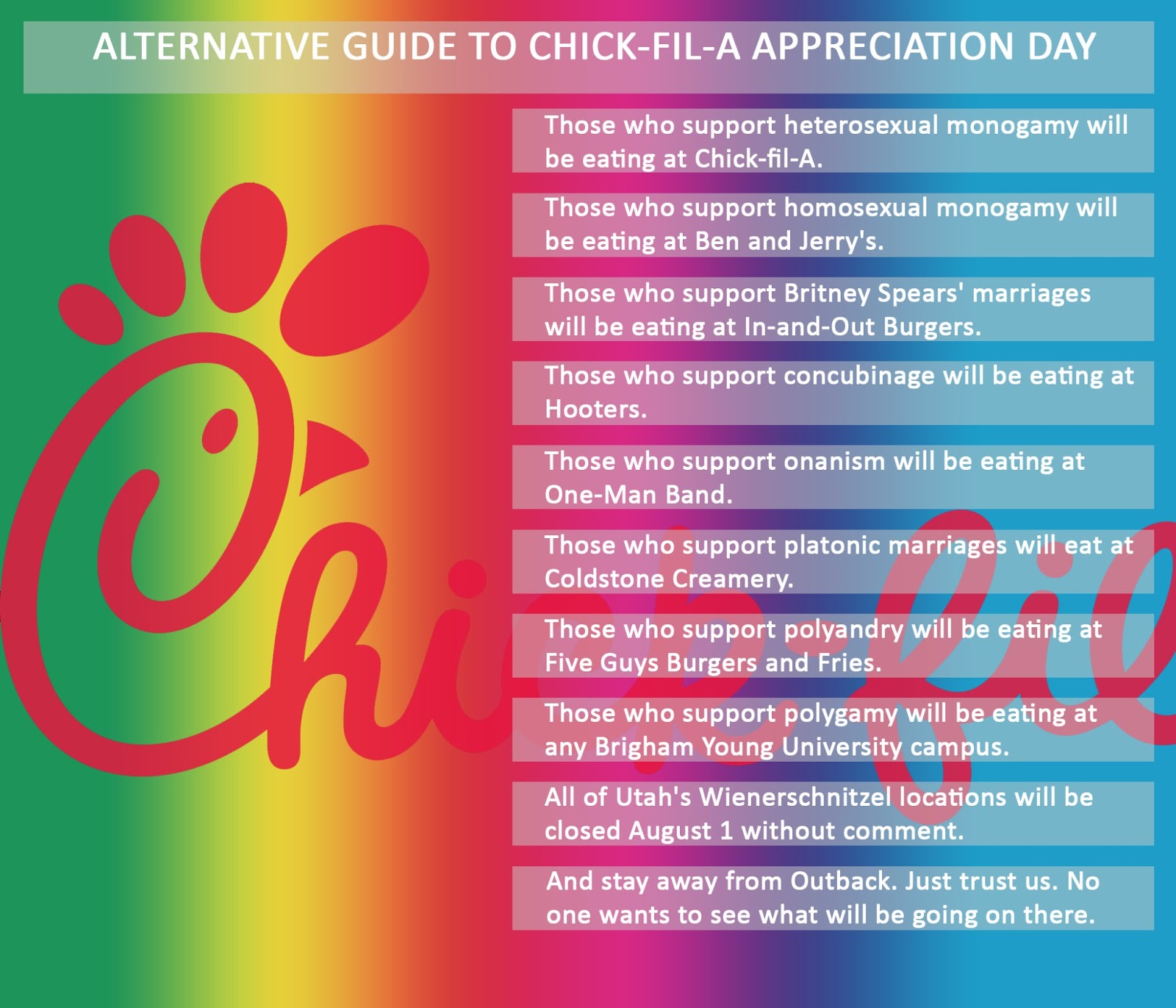 The Mormon Tabernacle Enquirer ALTERNATIVE GUIDE TO CHICKFILA