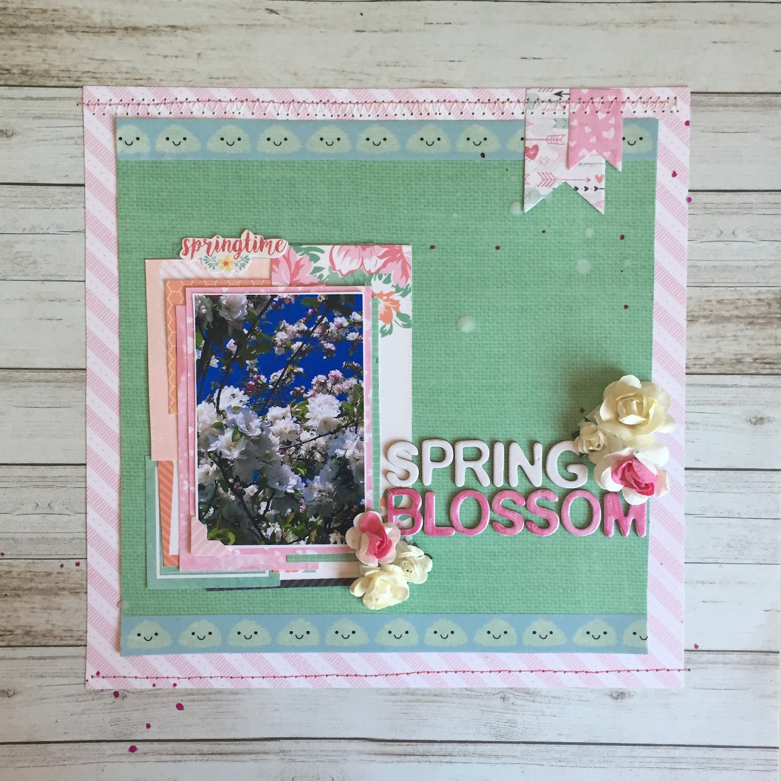 Emily Grant Design Spring Blossom Scrapbook Layout First Edition