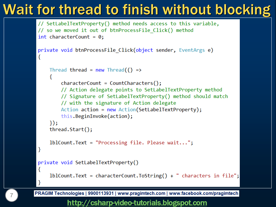 Sql server, and c video tutorial c wait for thread to finish
