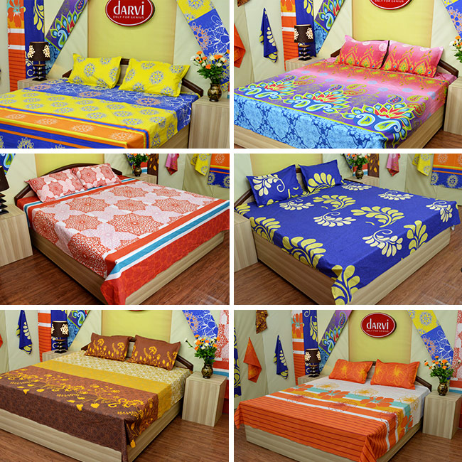 Darvi Luxury Cool Cotton Bedsheets Set of 6 Pcs ) Teleone Consumers Product Pvt Ltd