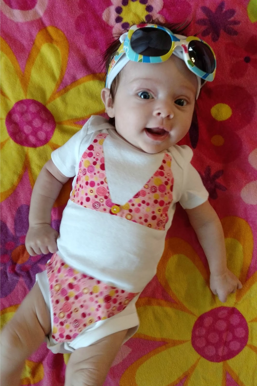 Itsy Bitsy Teeny Weeny Yellow and Pink Polka Dot Bikini Baby Onesie