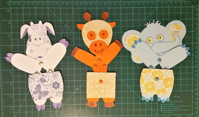 juguetes de papel articulados - vaca, jirafa y elefante