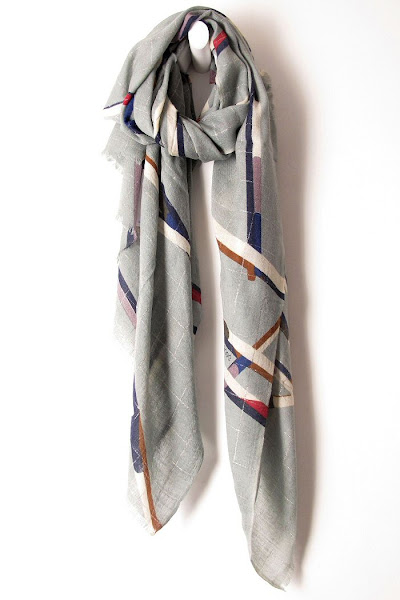 Foulard Ma Poésie mi-saison bleuté