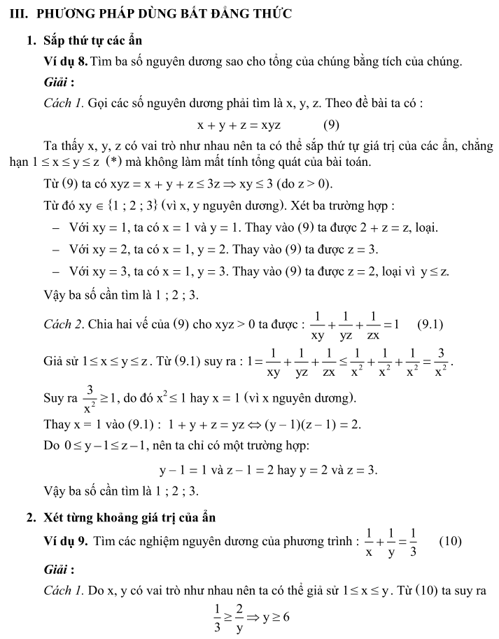 phương pháp giải phương trình nghiệm nguyên phần 5