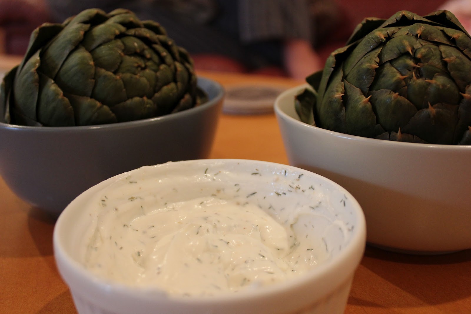 The Epicurean Esquire Steamed Artichoke with Lemon Dill Aioli