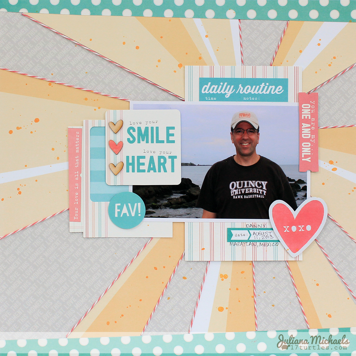Love Your Smile Scrapbook Page by Juliana Michaels featuring Elle's Studio August 2014 Exclusive Kit 