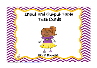 Input Output Table Task Cards