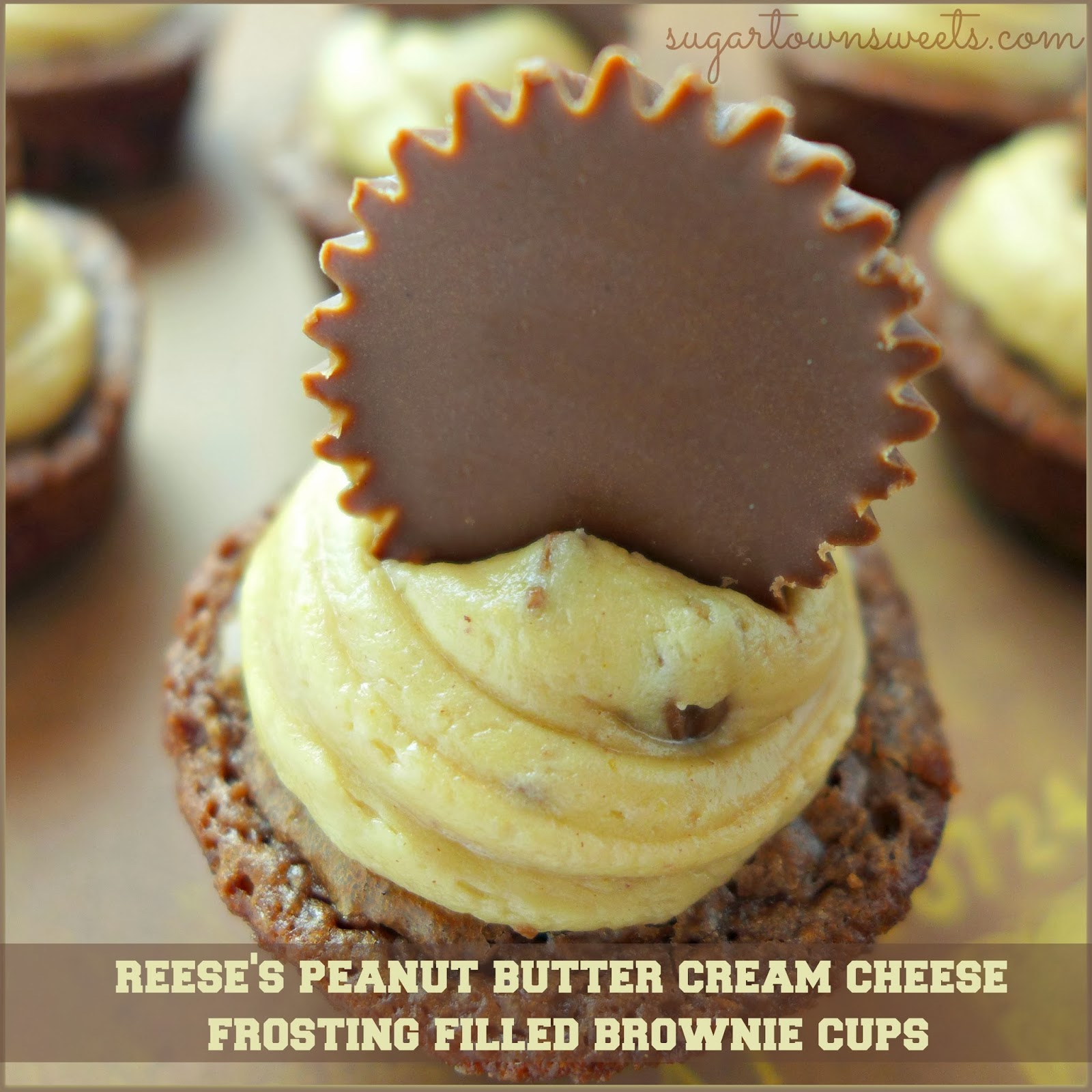 Sugartown Sweets Reese's Peanut Butter Cream Cheese Frosting Filled Brownie Cups