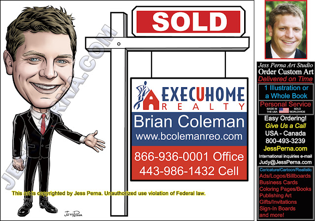 Execuhome Sold Sign Caricature Real Estate Ad